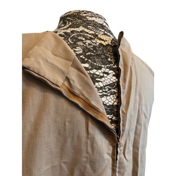 Vintage Style 90s Handmade Pinafore Dress Brown‎ Painted Tulips Cottagecore L - Picture 7 of 15